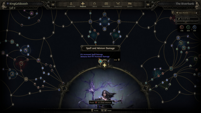 A screenshot shows the witch's passive skill tree. 